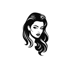 Retro woman logo icon flat vector design