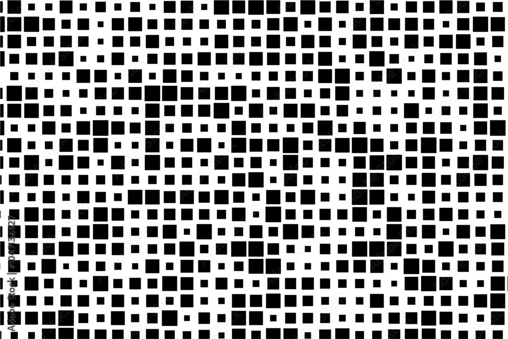 Fototapete Contemporary geometric artwork featuring a grid of randomly sized black squares creating visual interest.