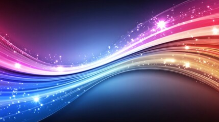 Fototapeta premium Dynamic Flow Abstract Background Colorful Wavy Lines and Sparkling Particles 3D Render
