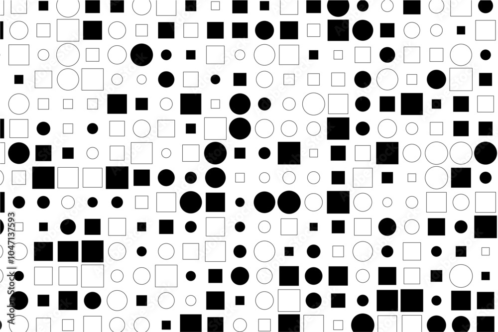 Aufkleber Visual harmony of squares and circles in monochrome design
