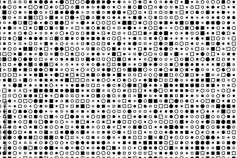 Poster Visual harmony of squares and circles in monochrome design