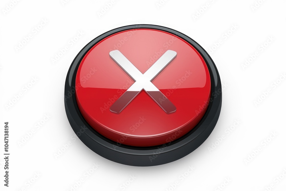 Leinwandbilder a red button with a white x on it indicating denial or cancellation.