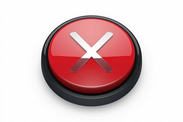 Fototapeta premium A red button with a white X on it indicating denial or cancellation.
