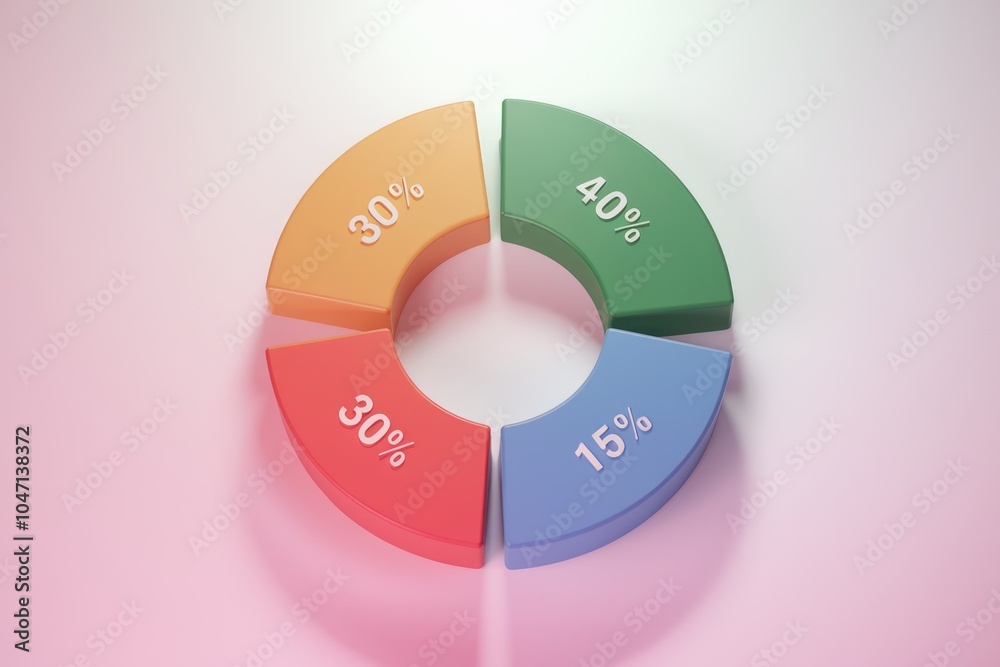 Aufkleber a pie chart showing four segments with percentages 30% 30% 40% and 15%.