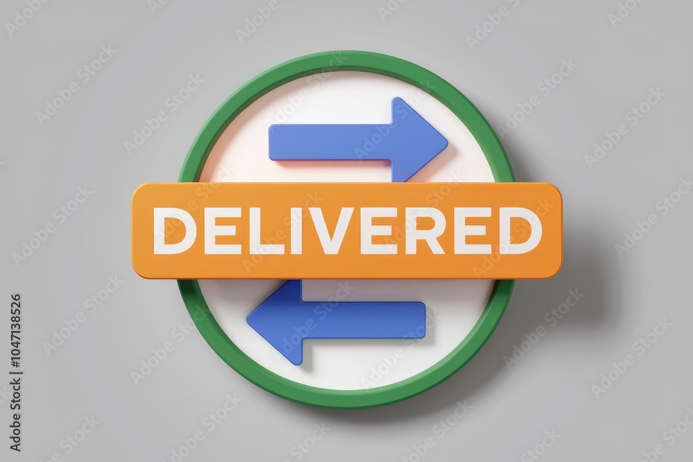 Poster A 3D icon with two arrows pointing in opposite directions and the word DELIVERED in the center.
