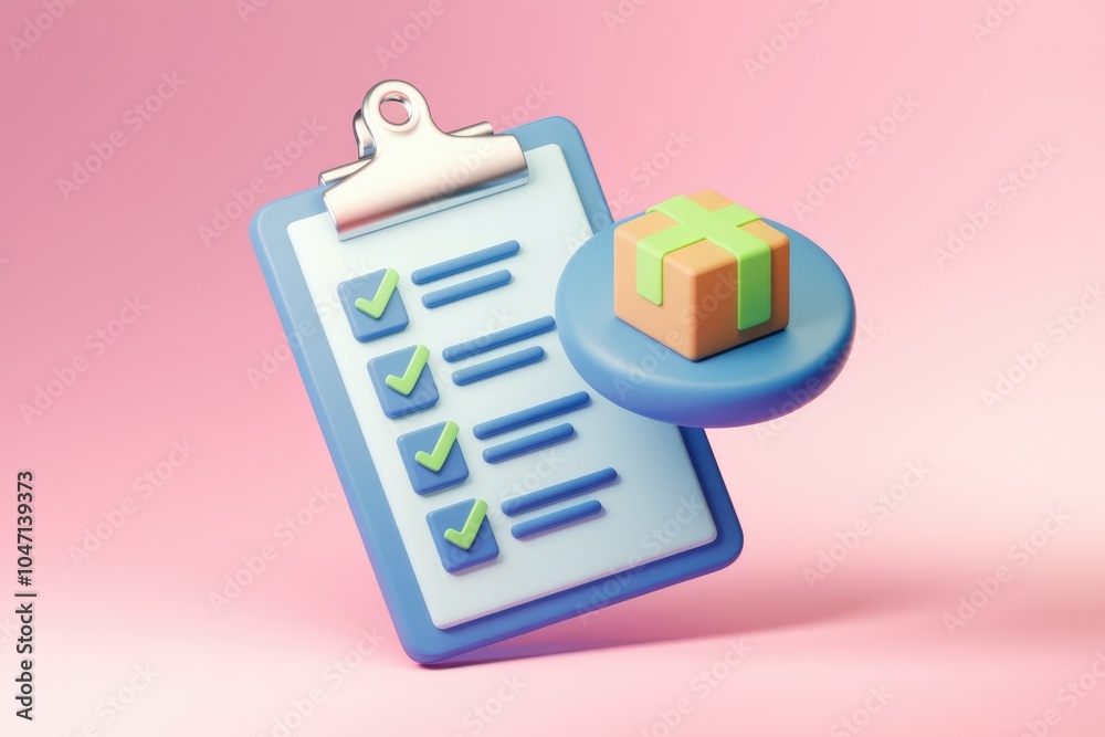 Poster Checklist with checkmarks next to gift box symbolizing completion.