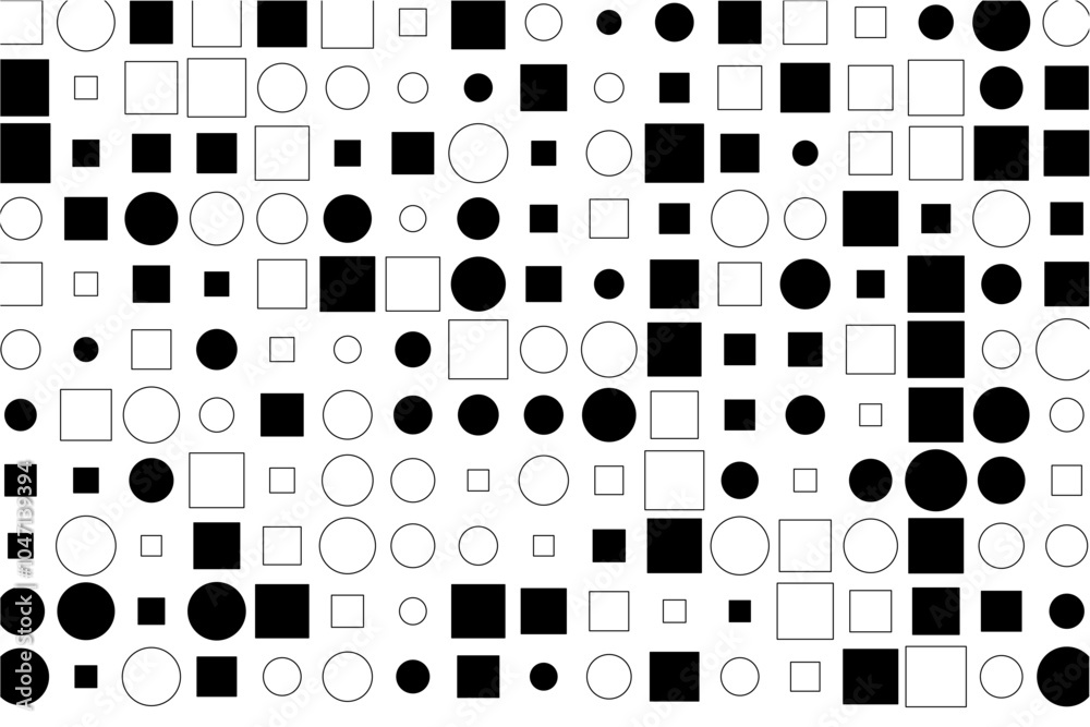 Poster intricate patterns of black and white geometric forms on canvas
