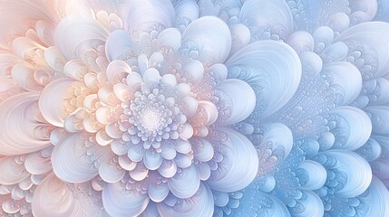 An intricate abstract design unfolds with delicate swirls and layers of soft pastel colors, evoking a sense of tranquility and aesthetic pleasure in the viewer.