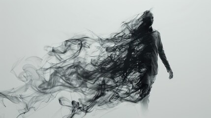 Fototapeta premium Isolated ghost figure hovering in the air on a white background