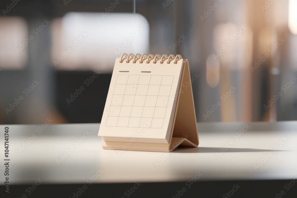 Poster A blank desktop calendar with a spiral binding  ready for scheduling.