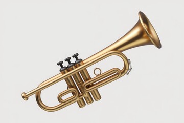 Fototapeta premium A golden trumpet a brass instrument used in orchestras and jazz bands.