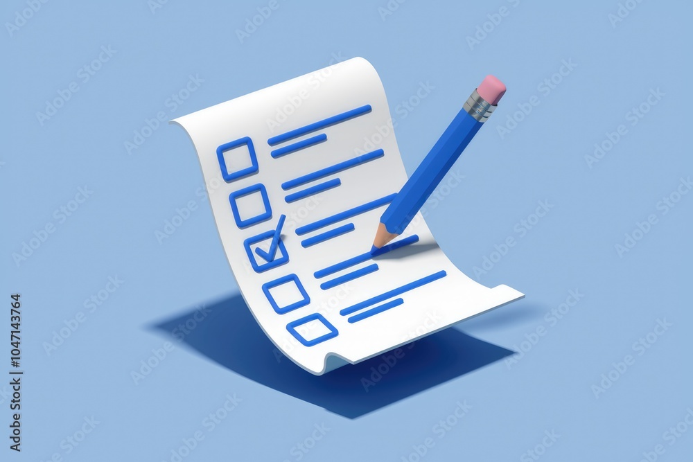 Poster a checklist with a pencil marking an item complete.