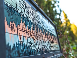 A close-up of a weather or environmental data chart on a metal board.