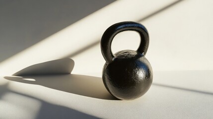 Black Kettlebell on a White Background