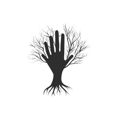 Elegant Hand Tree Vector Logo Design Template