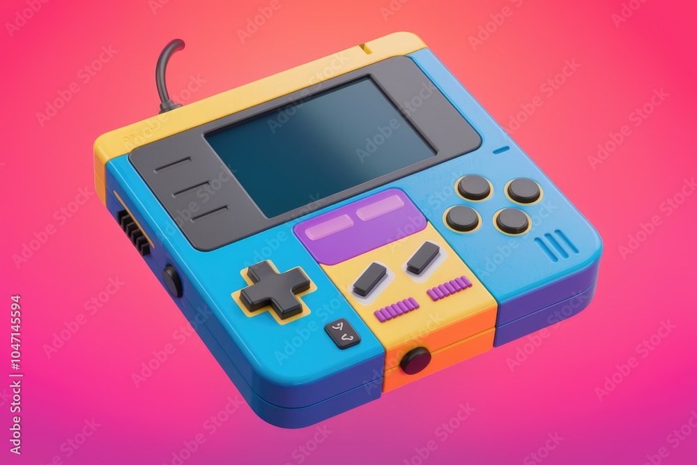 Poster A colorful retro handheld gaming console with a screen and buttons.