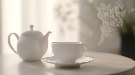 Fototapeta premium Elegant Tea Time with White China Set