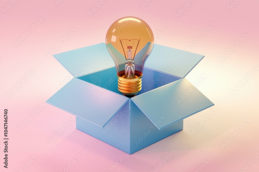 Fototapete a light bulb inside an open box symbolizing thinking outside the box.