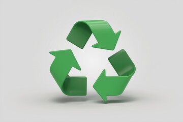 A 3D rendering of a green recycle symbol.