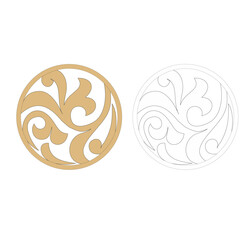 ANCIENT HERALDIC EMBLEM OF GOLD DECORATED IN BAROQUE STYLE DECORATIVE ELEGANCE LUXURY PATTERNS GOLD STOCK ILLUSTRATION