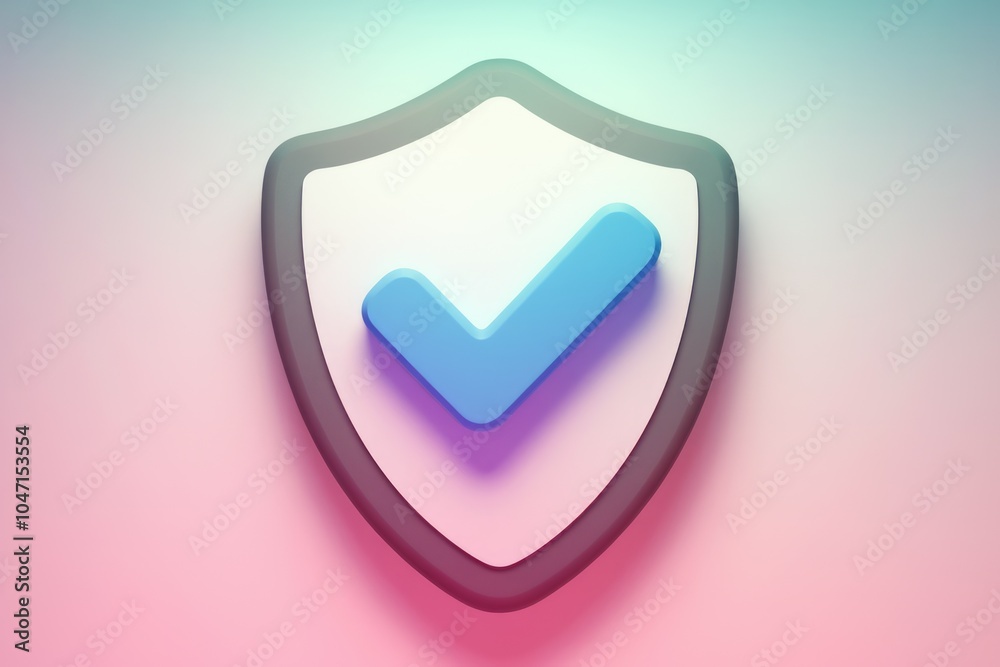 Aufkleber a blue checkmark inside a white shield symbolizing security and approval.