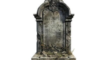 Obraz premium Isolated Halloween tombstone with creepy inscriptions on a white background
