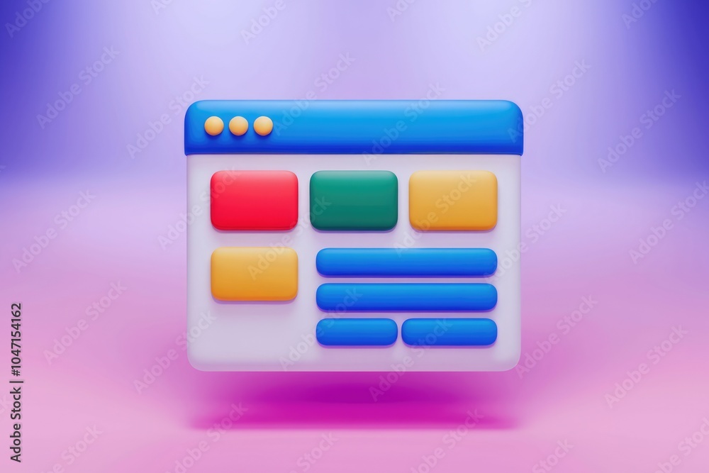 Aufkleber 3D rendering of a web browser window with colorful buttons