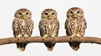 Fototapeta premium Owls Perched Quietly on Branches in the Zoo
