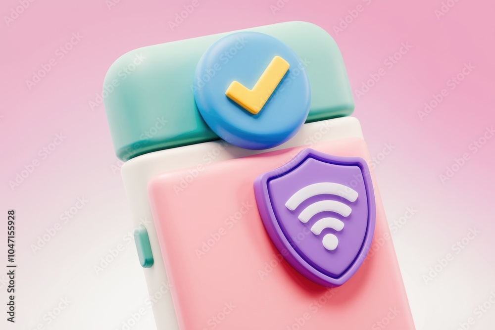 Poster Secure internet access illustrated with 3D phone and wifi.