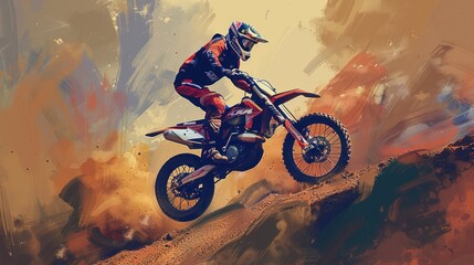 A Motocross Rider Soaring Through the Air on a Dirt Bike