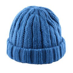 Blue wool hat  isolated on transparent or white background 