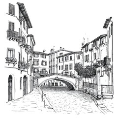 Naklejka premium Historic Old Center in Bassano del Grappa Vicenza Province