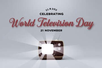 Vintage TV emits light  celebrates World Television Day on 11 21.