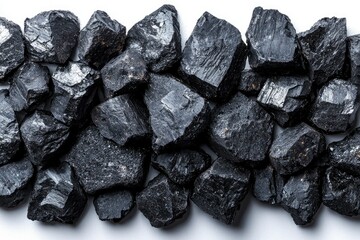 Fototapeta premium Close-up of Black Tourmaline Crystals on a White Surface