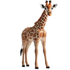 Obraz premium Giraffe in a minimalist setting, three-dimensional illustration, showcasing unique features and textures, ideal for educational or decorative use