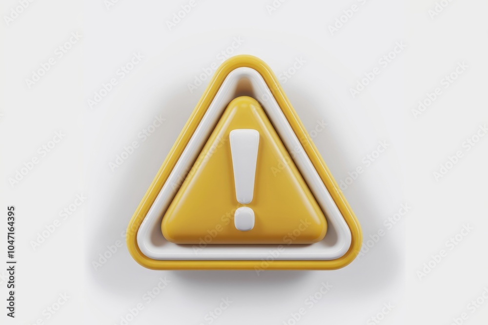 Poster a yellow triangle with a white exclamation mark inside representing a warning or alert.