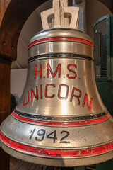 Bell of the HMS Unicorn in Dundee Harbour, Scotland