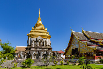 Fototapeta premium Wat Chiang Man, the oldest temple in Chiang Mai, a destination of tourist in Northern of Thailand