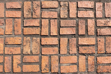 Background of old vintage brick floor