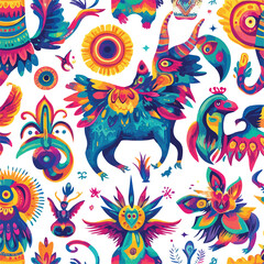 Obraz premium Bright Psychedelic Mystic Seamless Illustration