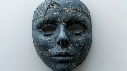 Isolated spooky mask with horror expression on a white background