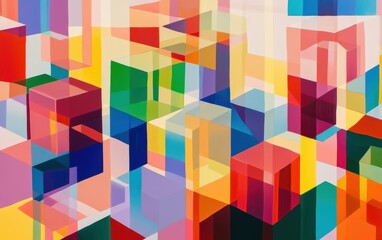 Vibrant abstract geometric cityscape painting