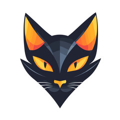 Minimal Vector Logo of Cat Head with White Background