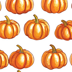 Bright Orange Halloween Pumpkin Seamless Pattern for Seasonal Designs