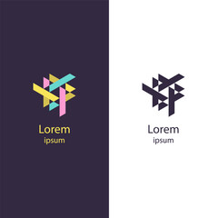 Creative logo with intersecting geometric shapes forming a vibrant, modern icon. Perfect for brands seeking a dynamic and visually striking design.