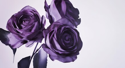 Vibrant purple roses in close-up