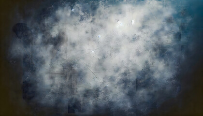 The image depicts a dark gray surface with a grainy texture, scratches, and dust, resembling a wall or metal. The tone is dark and moody, indicating decay. The rough texture and light source create de