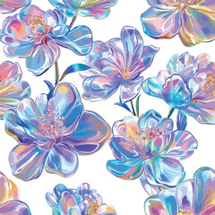 Obraz premium Iridescent Flower Seamless Pattern for Design Projects