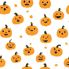 Fototapeta premium Spooky Halloween Pattern with Adorable Pumpkin Vector Design