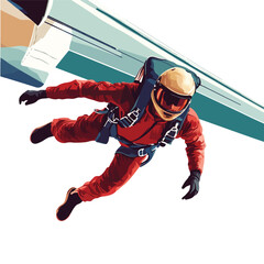 Obraz premium Skydiver Jumping from Plane Concept Vector Illustration